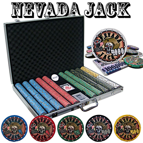 Image of Nevada Jack Poker Set-1000ct Casino Ceramic Chips In Alloy Carry Case