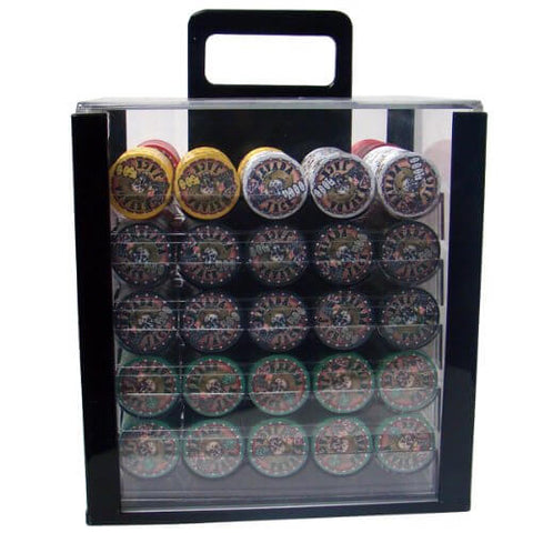 Image of Nevada Jack 1000ct Ceramic Chips 10g Poker Set Acrylic Carry Case