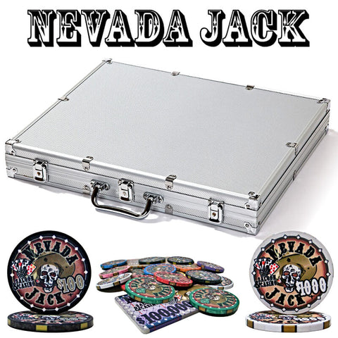 Image of Nevada Jack Poker Set-1000ct Casino Ceramic Chips In Alloy Carry Case