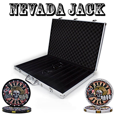 Image of Nevada Jack Poker Set-1000ct Casino Ceramic Chips In Alloy Carry Case