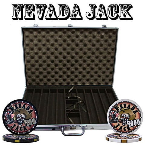 Image of Nevada Jack Poker Set-1000ct Casino Ceramic Chips In Alloy Carry Case