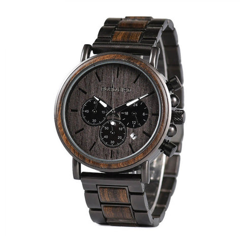 Image of Wooden Bobo Bird Military Stylish Chronograph Handcrafted Watches - P09-1-3+Q26