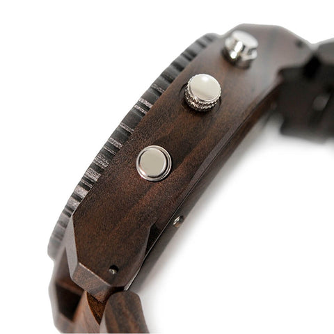 Image of Wooden BOBO BIRD Mens Wristwatch with Night Light & Week Display in FREE Wooden Bamboo Gift Box