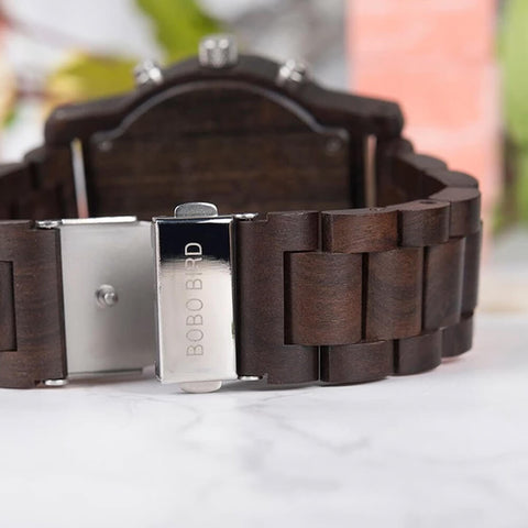Image of Wooden BOBO BIRD LED Digital Quartz Double Display Unisex Watch - Handmade R02 + FREE Bamboo Gift Box