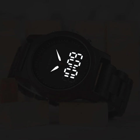 Image of Wooden BOBO BIRD LED Digital Quartz Double Display Unisex Watch - Handmade R02 + FREE Bamboo Gift Box