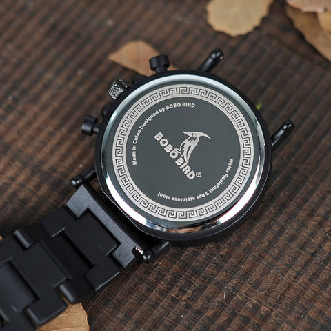Image of Wooden Military Stylish BOBO BIRD Luxury Mens Relogio Masculino Watch+Gift Box