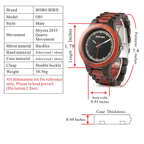 Image of Wooden BOBO BIRD Men's Luxury Quartz Bamboo Wrist Watch V-O01/O02 Presented in a FREE Gift Box