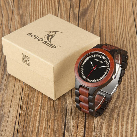 Image of Wooden BOBO BIRD Men's Luxury Quartz Bamboo Wrist Watch V-O01/O02 Presented in a FREE Gift Box