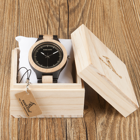 Image of Wooden BOBO BIRD Men's Luxury Quartz Bamboo Wrist Watch V-O01/O02 Presented in a FREE Gift Box