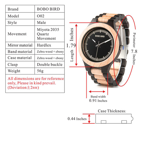 Image of Wooden BOBO BIRD Men's Luxury Quartz Bamboo Wrist Watch V-O01/O02 Presented in a FREE Gift Box