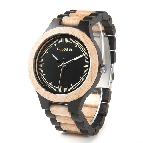 Image of Wooden BOBO BIRD Men's Luxury Quartz Bamboo Wrist Watch V-O01/O02 Presented in a FREE Gift Box