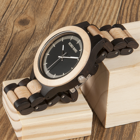 Image of Wooden BOBO BIRD Men's Luxury Quartz Bamboo Wrist Watch V-O01/O02 Presented in a FREE Gift Box