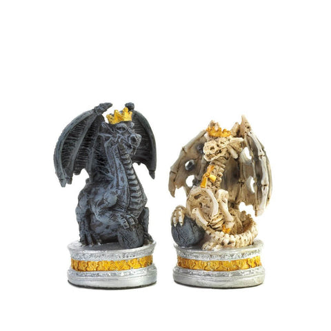 Image of Medieval Theme Black Tower Dragon Figure Chess Set Board Game - 15192