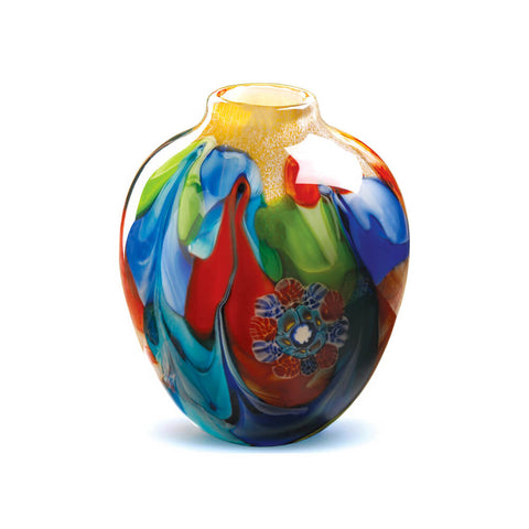Image of Modern Floral Flower Fantasia Art Glass Vase Individually Handcrafted