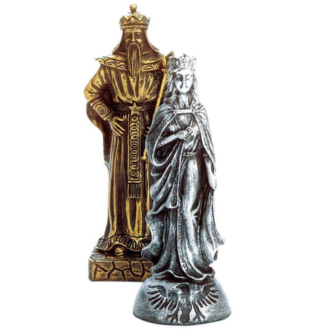 Image of Medieval Knights & Dragons Battle Carved Chess Game Set