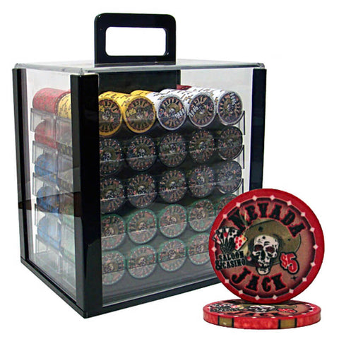 Image of Nevada Jack 1000ct Ceramic Chips 10g Poker Set Acrylic Carry Case
