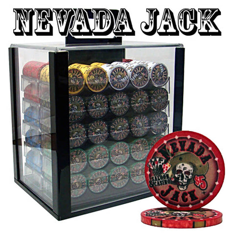 Image of Nevada Jack 1000ct Ceramic Chips 10g Poker Set Acrylic Carry Case