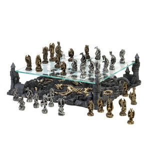 Fire-breathing dragon warriors beasts battle for supremacy Perched atop four corners of the kingdom, these winged monsters will not rest until they strategically best their opponent. A thrilling and visually stunning way to enjoy a rousing game of chess.