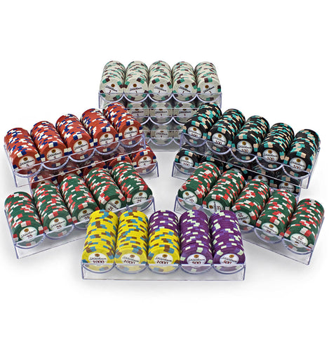 Image of Showdown 13.5g Claysmith 1000ct Poker Chip Set - Acrylic Carry Case