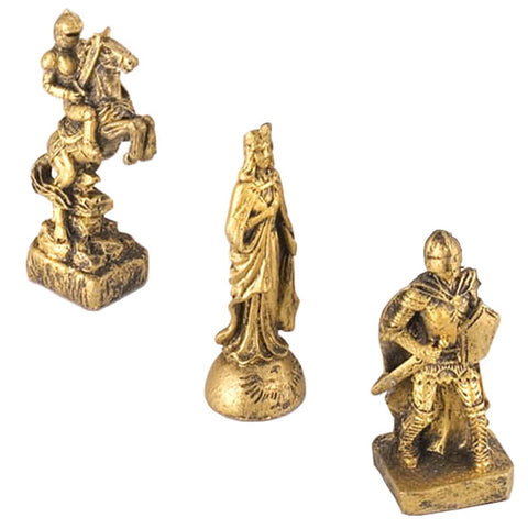 Image of Medieval Knights & Dragons Battle Carved Chess Game Set