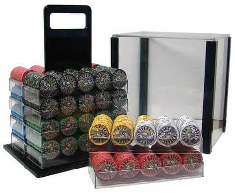 Image of Nevada Jack 1000ct Ceramic Chips 10g Poker Set Acrylic Carry Case