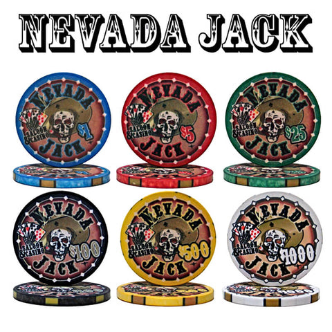 Image of Nevada Jack Poker Set-1000ct Casino Ceramic Chips In Alloy Carry Case