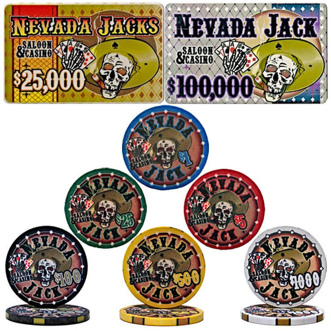Image of Nevada Jack Poker Set-1000ct Casino Ceramic Chips In Alloy Carry Case