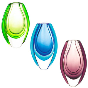 Azure Blue Modern Art Glass Flower Vase - Accent Plus Home Decor