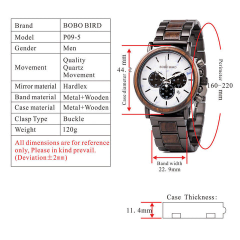 Image of Wooden Stylish Bobo Bird Marble Face Mens Watch Design P09-4&5 + FREE Wooden Gift Box