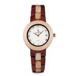 Wooden BOBO BIRD Ladies Red Sandalwood Luxury Quartz Watch - M19 Handmade Gift Box Relogio Feminino