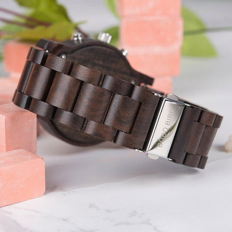 Image of Wooden BOBO BIRD LED Digital Quartz Double Display Unisex Watch - Handmade R02 + FREE Bamboo Gift Box