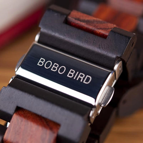 Image of Wooden BOBO BIRD Men Mechanical Retro Design Watch - Luxury Gold Label Beside Automatic Wristwatch-R05-1&2