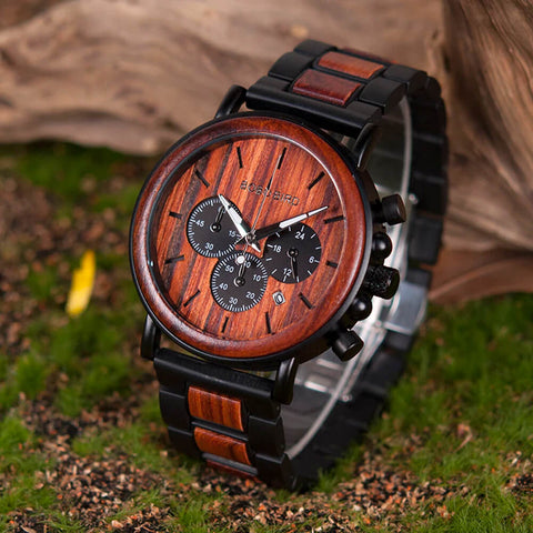 Image of Wooden Military Stylish BOBO BIRD Luxury Mens Relogio Masculino Watch+Gift Box