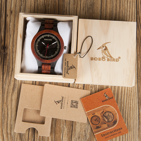 Image of Wooden BOBO BIRD Men's Luxury Quartz Bamboo Wrist Watch V-O01/O02  Presented in a FREE Gift Box