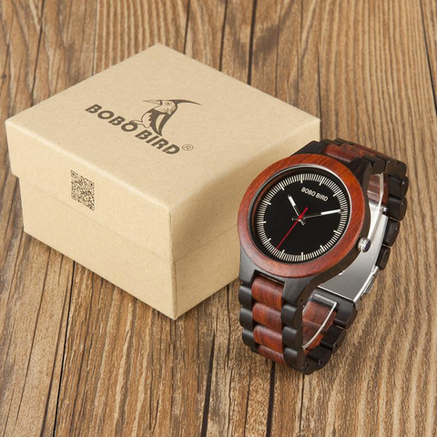 Image of Wooden BOBO BIRD Men's Luxury Quartz Bamboo Wrist Watch V-O01/O02  Presented in a FREE Gift Box