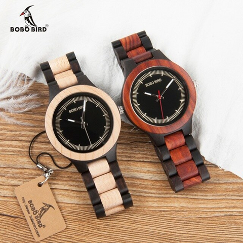 Image of Wooden BOBO BIRD Men's Luxury Quartz Bamboo Wrist Watch V-O01/O02  Presented in a FREE Gift Box