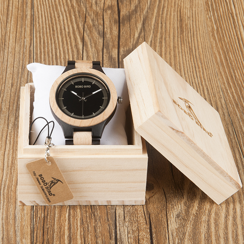 Image of Wooden BOBO BIRD Men's Luxury Quartz Bamboo Wrist Watch V-O01/O02  Presented in a FREE Gift Box