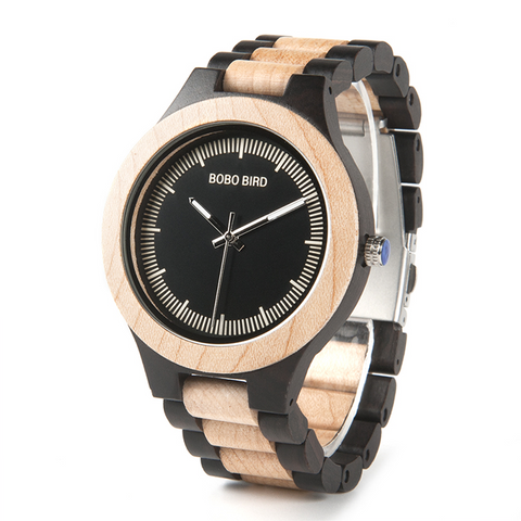 Image of Wooden BOBO BIRD Men's Luxury Quartz Bamboo Wrist Watch V-O01/O02  Presented in a FREE Gift Box