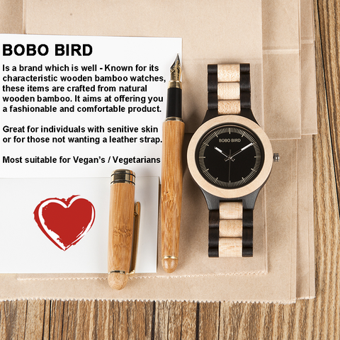 Image of Wooden BOBO BIRD Men's Luxury Quartz Bamboo Wrist Watch V-O01/O02  Presented in a FREE Gift Box