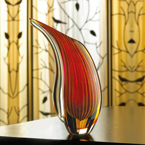 Image of Crimson Sunset Art Glass Flower Vase Accent Plus Sculpture - Home Decor 13907