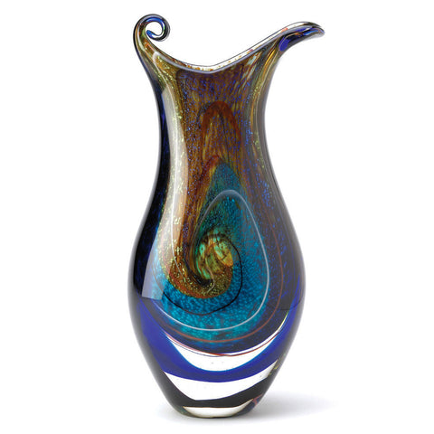 Image of Galaxy Modern Swirl Abstract Art Glass Sculpture Vase Centrepiece Accent Plus Decor