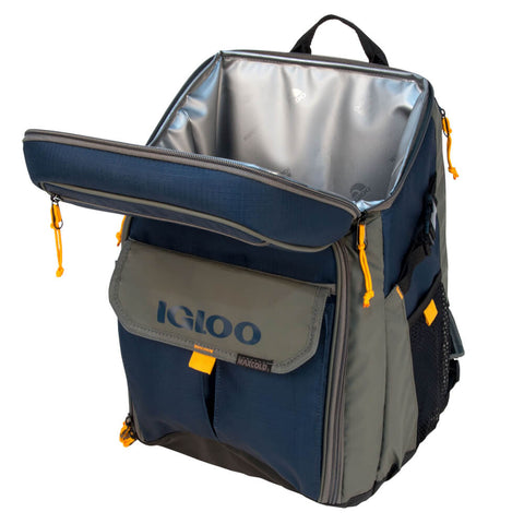 Image of Igloo Outdoorsman Gizmo Insulated Leak-Resistant Cooler Backpack-Blue Tan