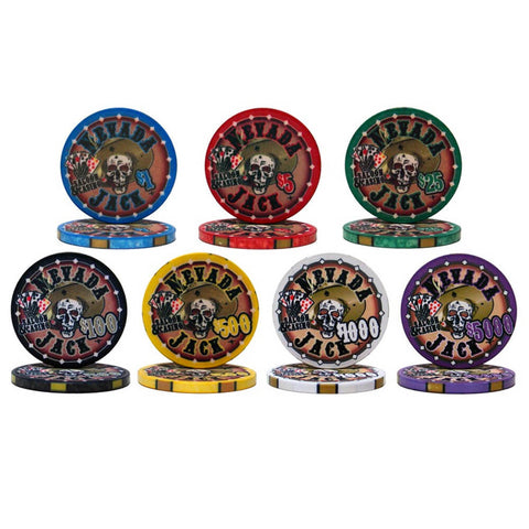 Image of Nevada Jack 300ct - Pre-packaged 10g Poker Chips in Wooden Carousel