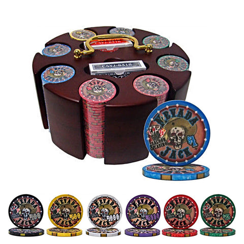 Image of Nevada Jack 300ct - Pre-packaged 10g Poker Chips in Wooden Carousel