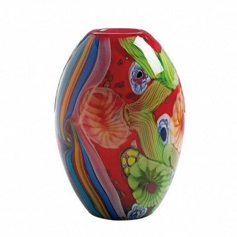 Image of Accent Plus Red Freeform Floral Flow Glass Vase