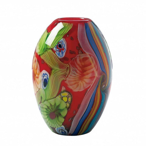 Image of Accent Plus Red Freeform Floral Flow Glass Vase