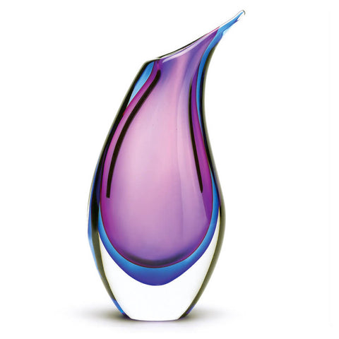 Image of Accent Violet Indigo Swirl Duo Tone Modern Glass flower Vase Decor