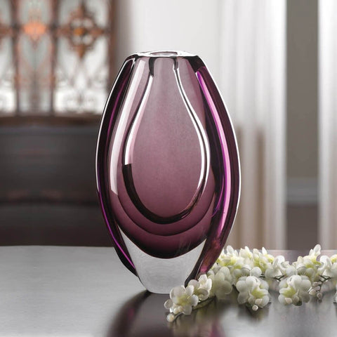 Image of Wild Orchid Modern Art Glass Flower Vase - Accent Plus Home Decor